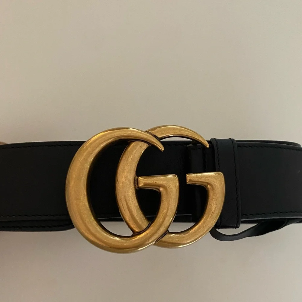 Authentic Gucci GG Marmont Black Leather Belt